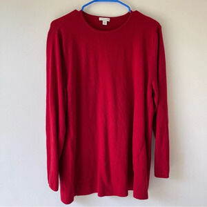 J. Jill crew neck long sleeve pullover top cotton viscose blend red size XL